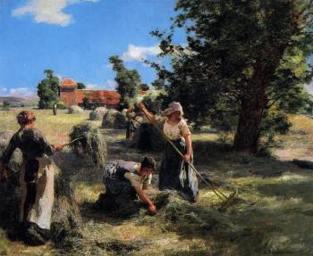 Leon Augustin Lhermitte : Harvest at the Farm on Rue Chaily